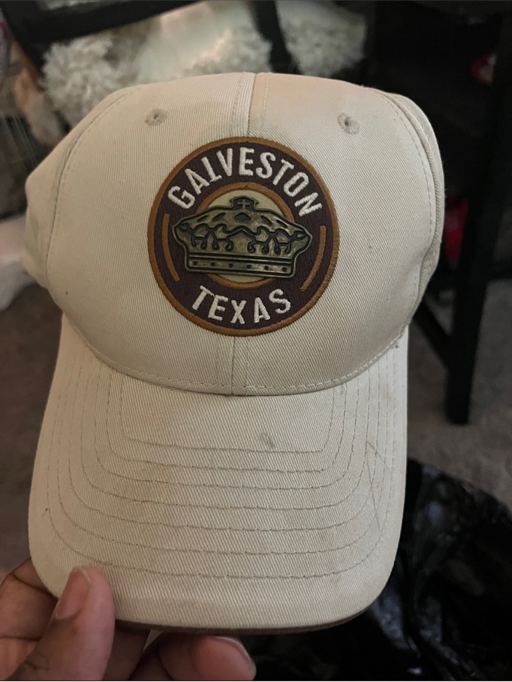 Galveston Texas Beige Baseball Cap - Crown Patch